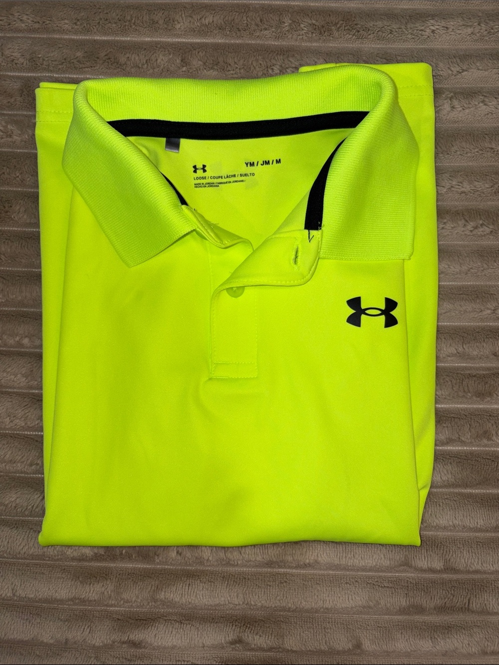 Under Armour Neon Yellow Boys Polo Shirt with Black Logo
